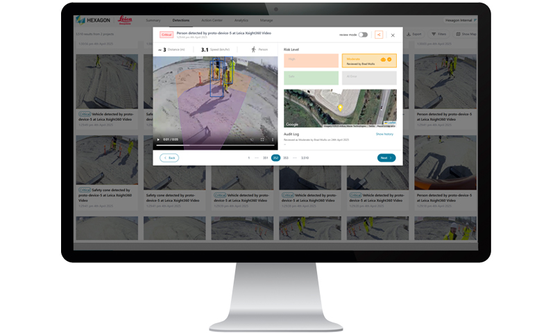 Human form, vehicle and machine detection videos using AI models trained specifically in heavy construction environments.